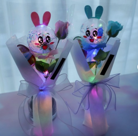 LED 꽃한송이 킨더조이 꽃다발 장미 졸업식 학예회 발표회 연주회